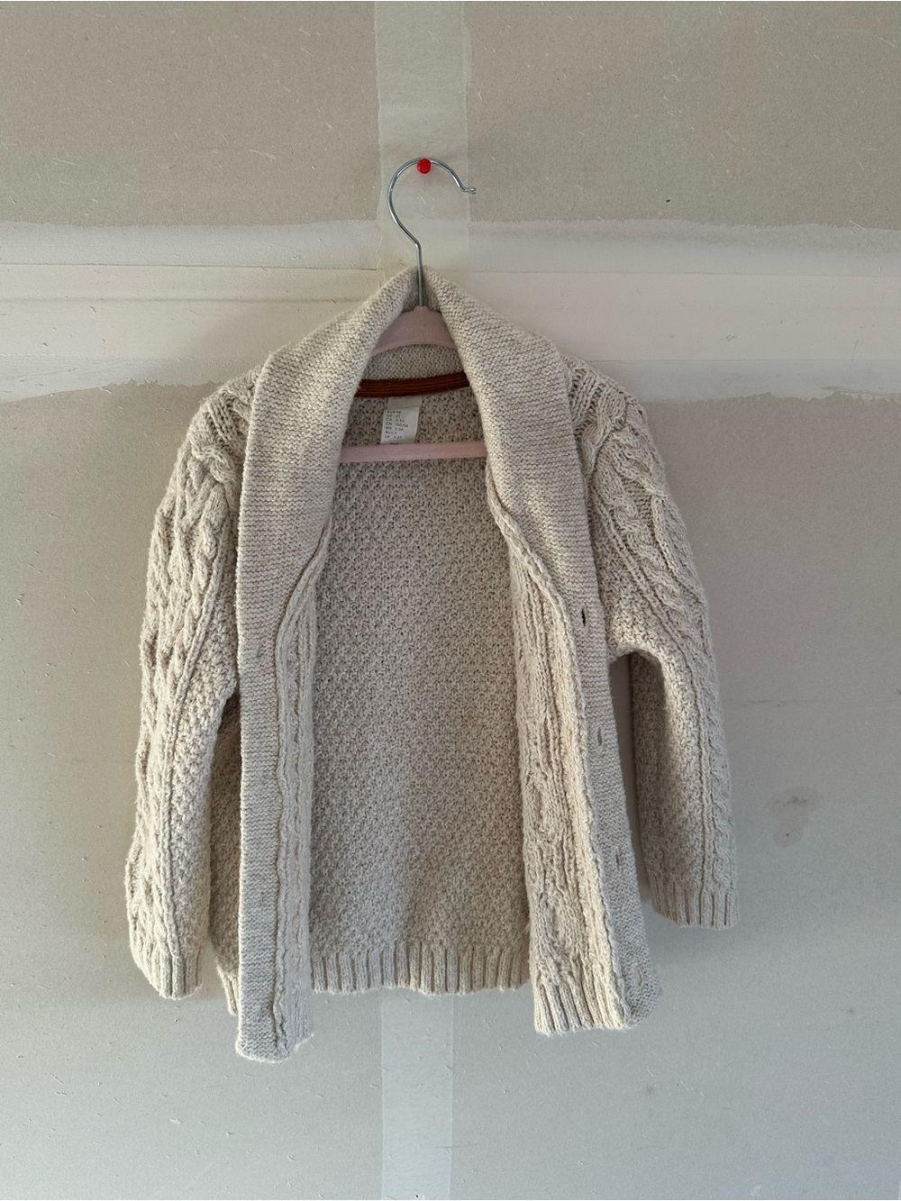 H&M Cream Cable Knit Open-Front Cardigan